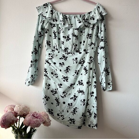 Alessandra Rich Off-The-Shoulder Rose Printed Silk Mini Dress - Picture 8 of 16